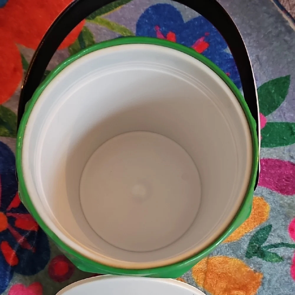 Vintage Green and White Ice Bucket